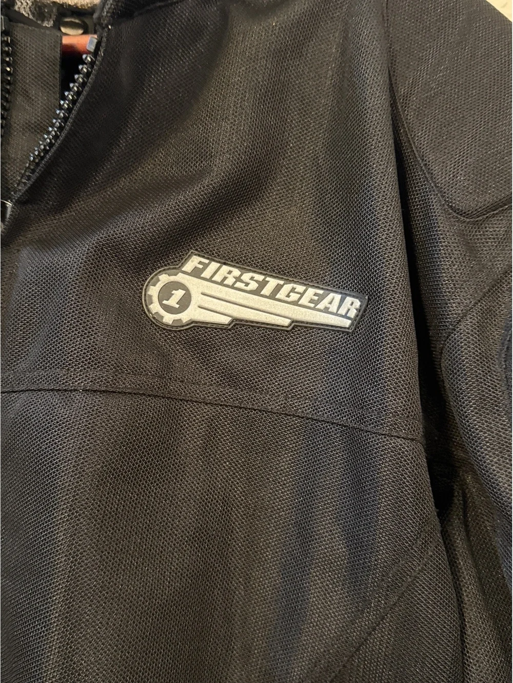 Firstgear Men’s XL Black Mesh Motorcycle Riding Jacket Armored Padded